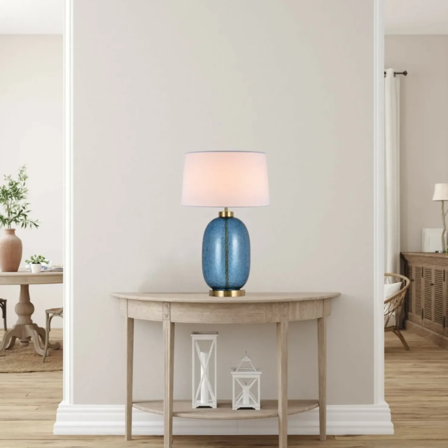 Lampka nocna z niebieską, szklaną podstawą LP-919/1T BLUE AMUR | Kaja*Sklep Kaja Flash Sale