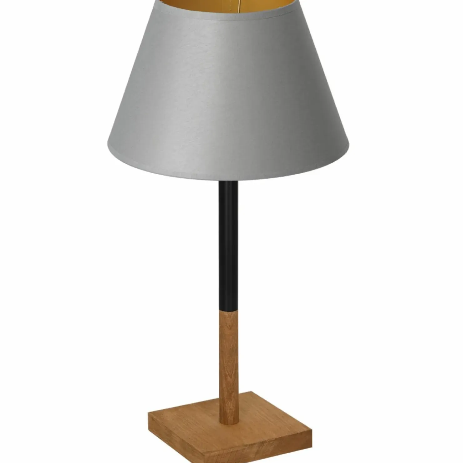 Lampka stołowa, drewniana, szary abażur LX 3751 z serii TABLE LAMPS*Sklep Kaja Cheap