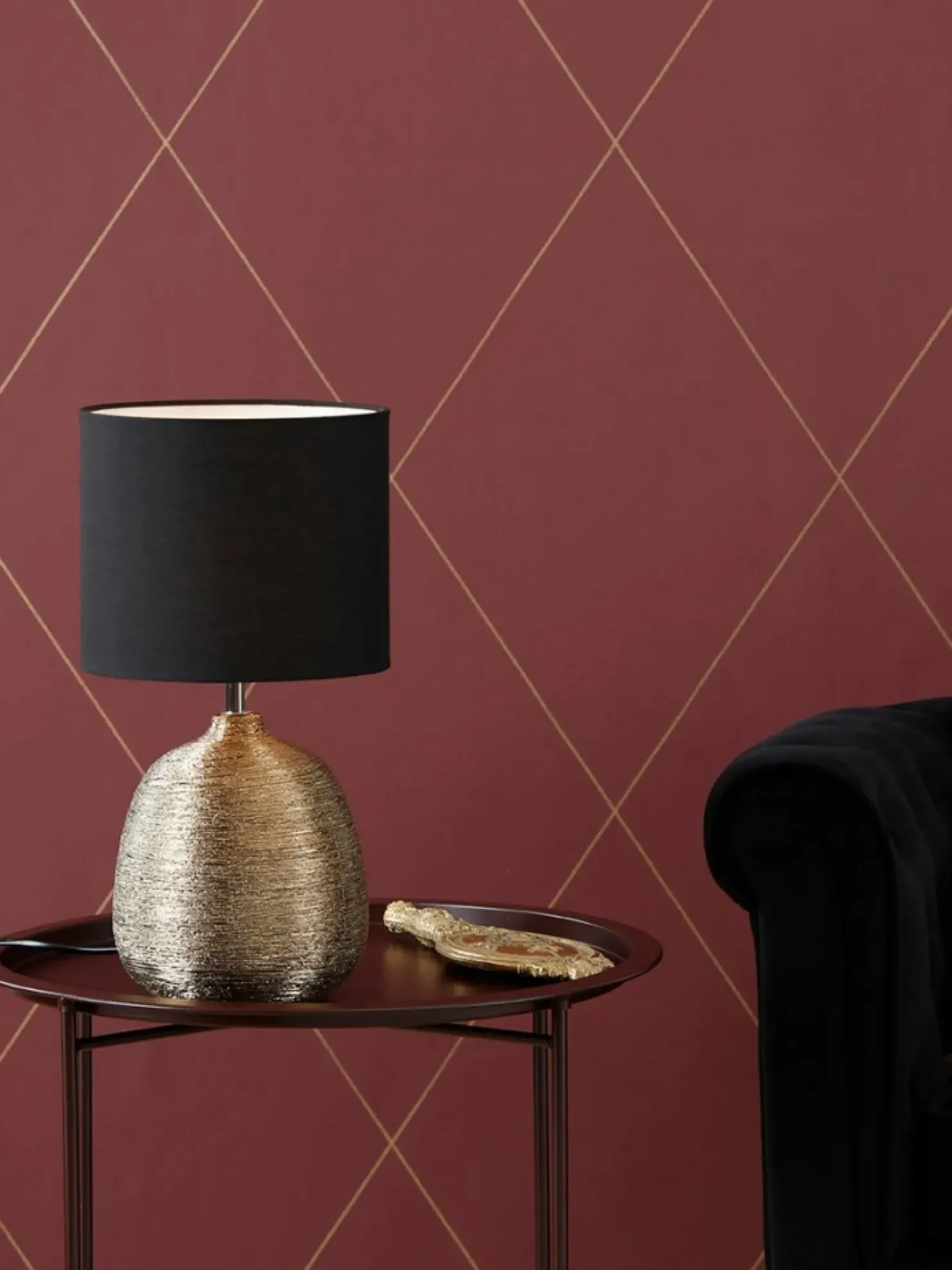 Lampka stołowa z abażurem i złotą podstawką 107068 | Kaja Oświetlenie*Sklep Kaja Flash Sale