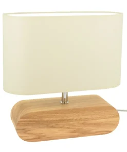 Lampka stołowa z drewna z kremowym abażurem 7612074 MARINNA | Kaja*Sklep Kaja Best Sale