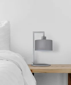 Lampka z abażurem, na szafkę nocną K-4342 SIMONE GRAY | Kaja*Sklep Kaja Shop