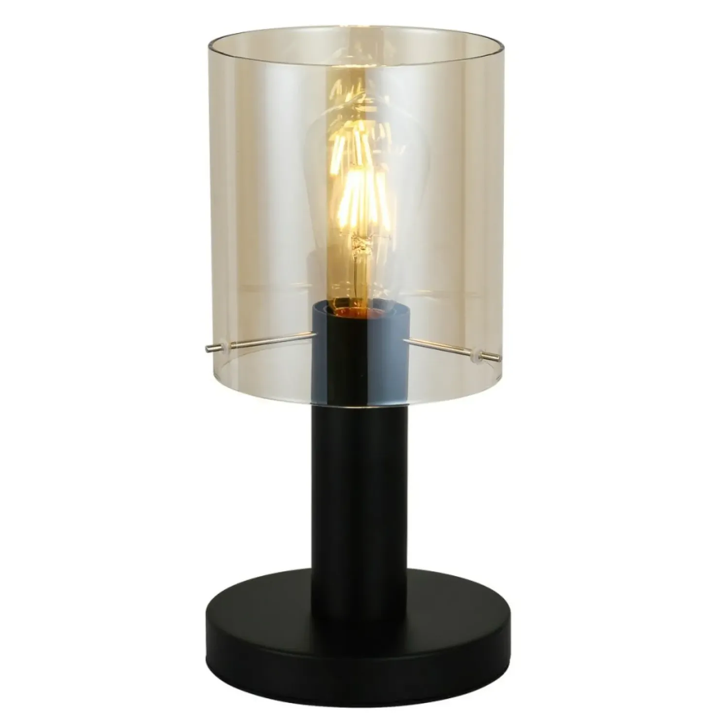 Lampka z bursztynowym kloszem TB-5581-1-BK+AMB SARDO | Kaja*Sklep Kaja Discount