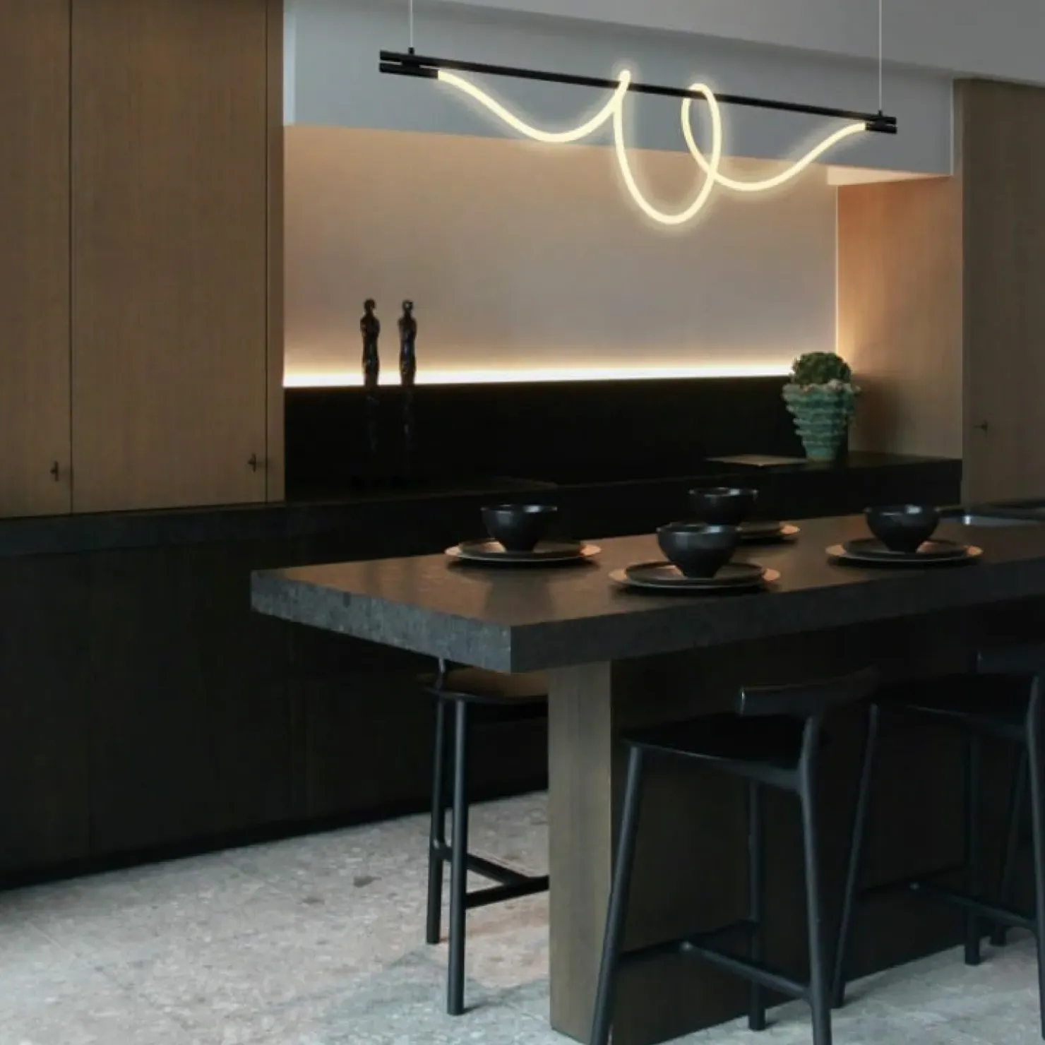 Shop Sklep Kaja Ledowa lampa nad wyspę kuchenną ABR-HILTON-SC-38W SPIRALI | Kaja czarny