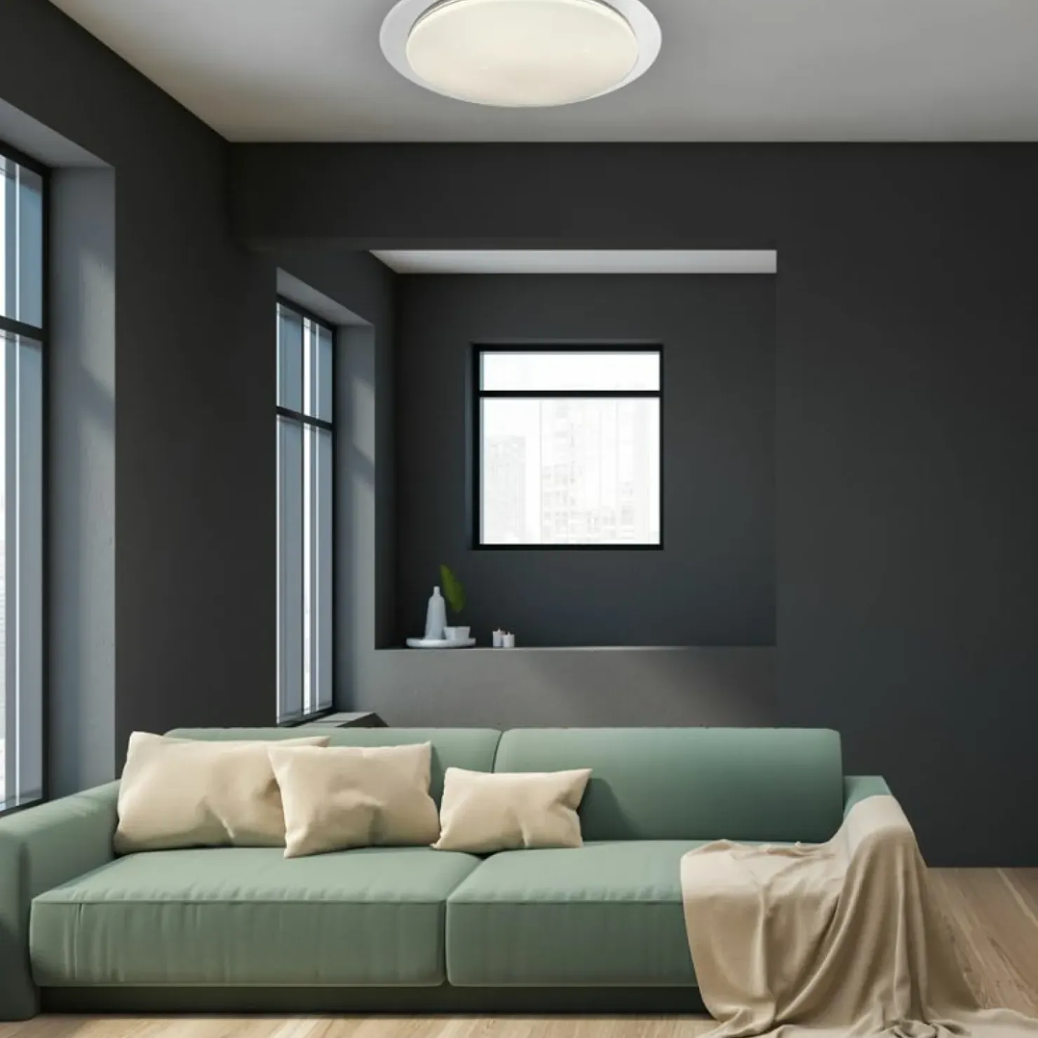 Ledowa lampa sufitowa z pilotem, do sypialni ML7136 ONTARIO | Kaja*Sklep Kaja Discount