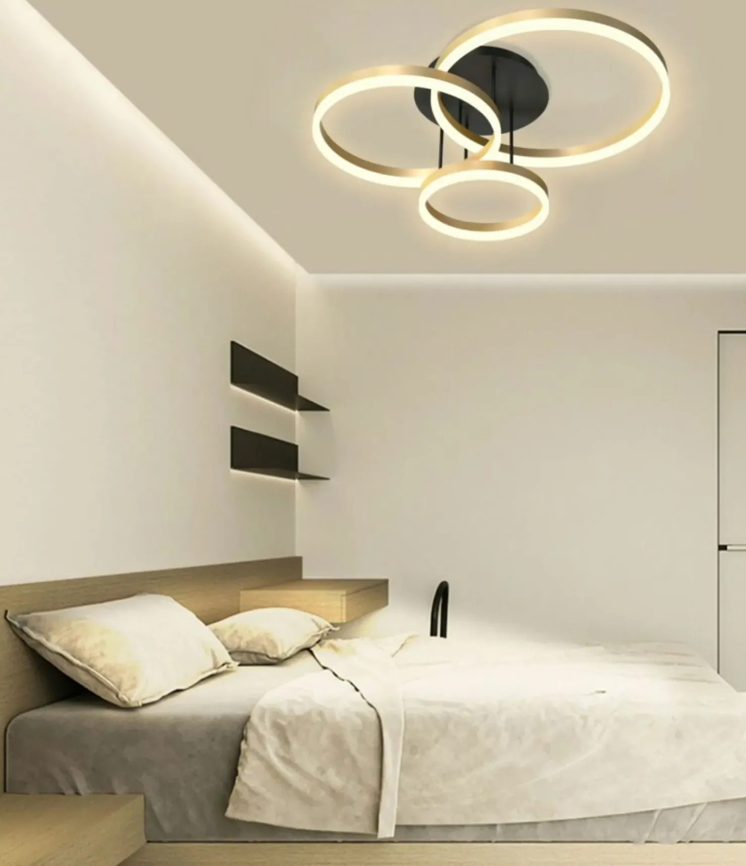 Ledowa lampa sufitowa ze złotymi kołami WF 9049-401 PERPIGNON | Kaja*Sklep Kaja Outlet