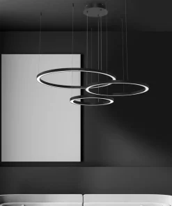 Store Sklep Kaja Ledowa lampa wisząca, trzy okręgi na linkach ML8789 z serii GALAXIA | Kaja Oświe