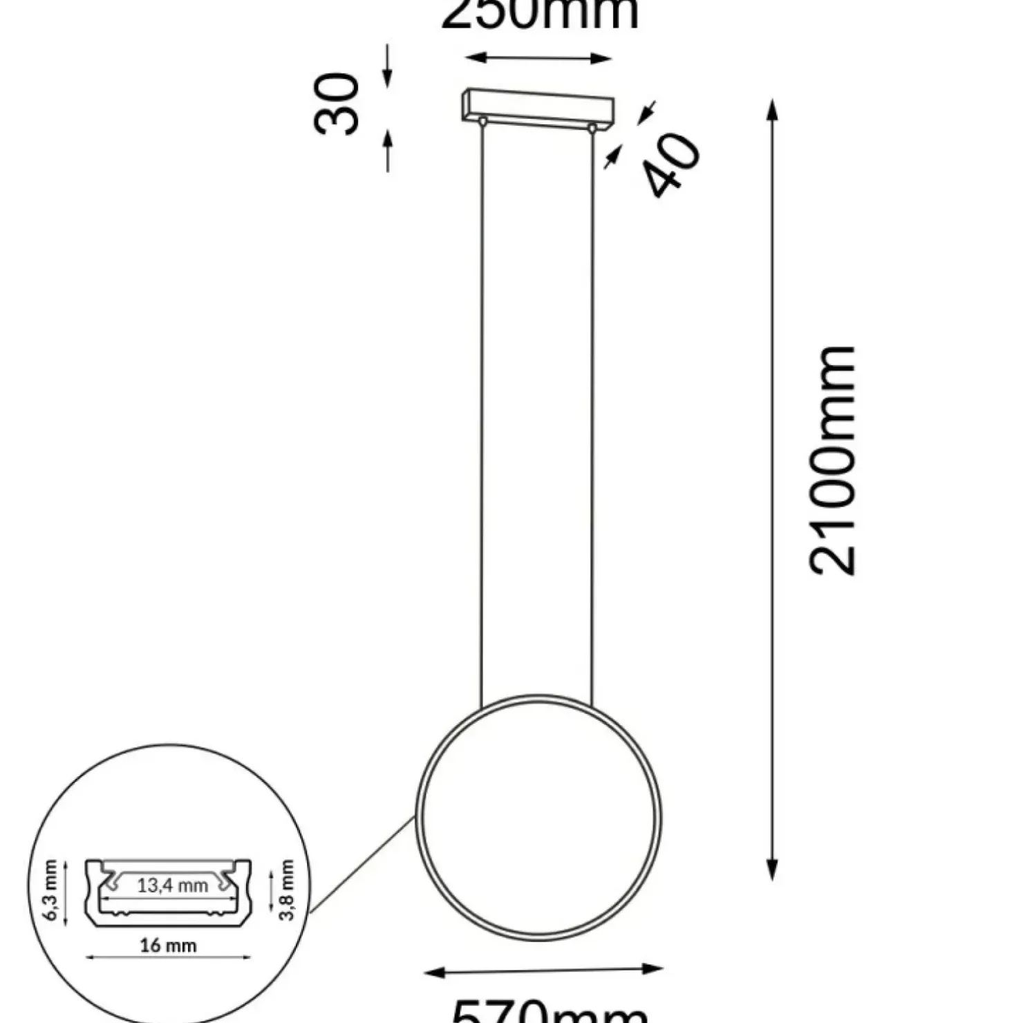 Store Sklep Kaja Ledowa obręcz na pionowym zwisie ⌀57cm 4000K ANT 5302 AGARO | Kaja