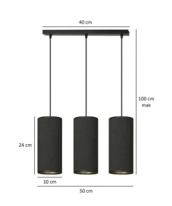 Best Sale Sklep Kaja Liniowa lampa wisząca nad stół w jadalni 1067/3 BENTE | Kaja czarny