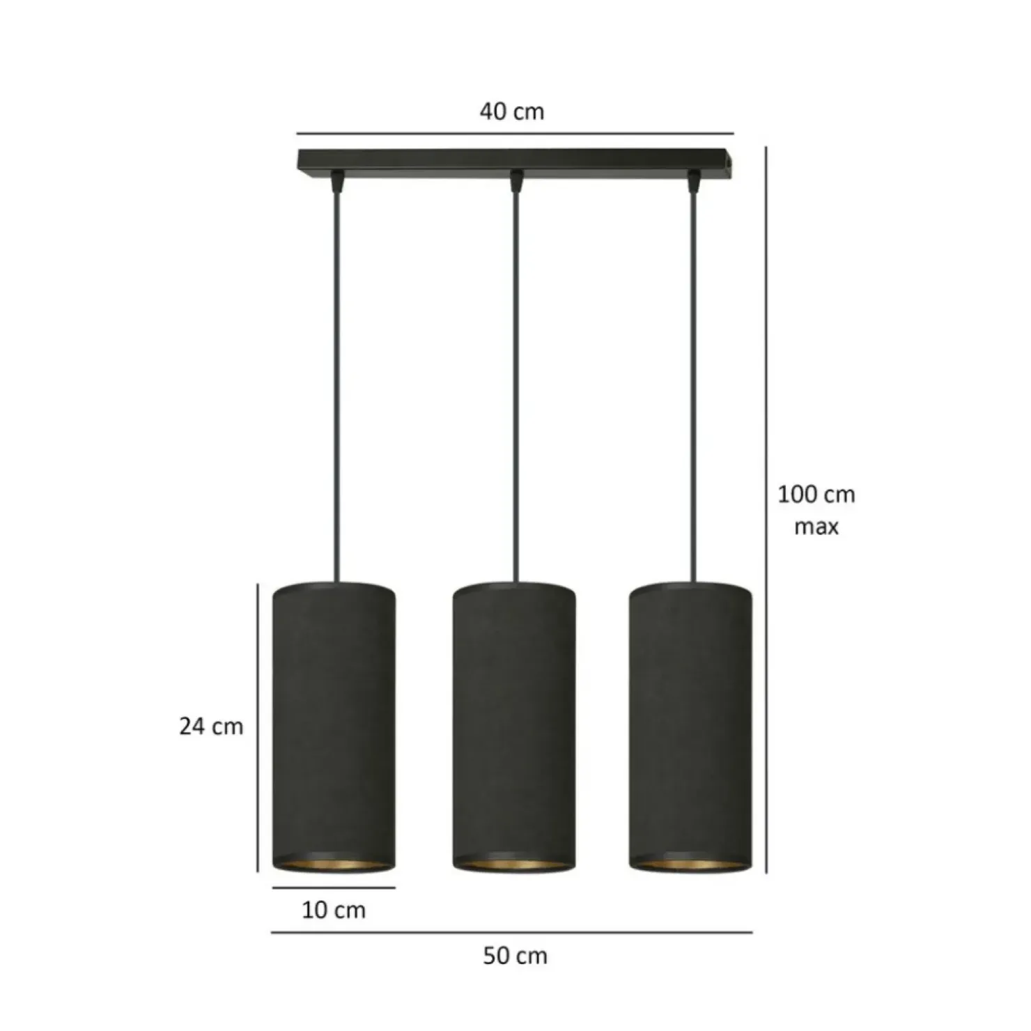 Best Sale Sklep Kaja Liniowa lampa wisząca nad stół w jadalni 1067/3 BENTE | Kaja czarny