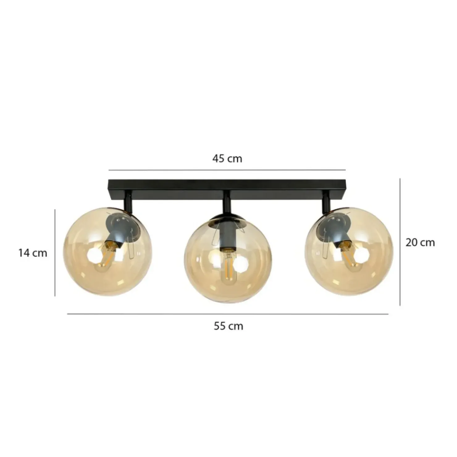 Clearance Sklep Kaja Listwa sufitowa z 3 kloszami w kolorze miodu 778/3 | Kaja Oświetlenie