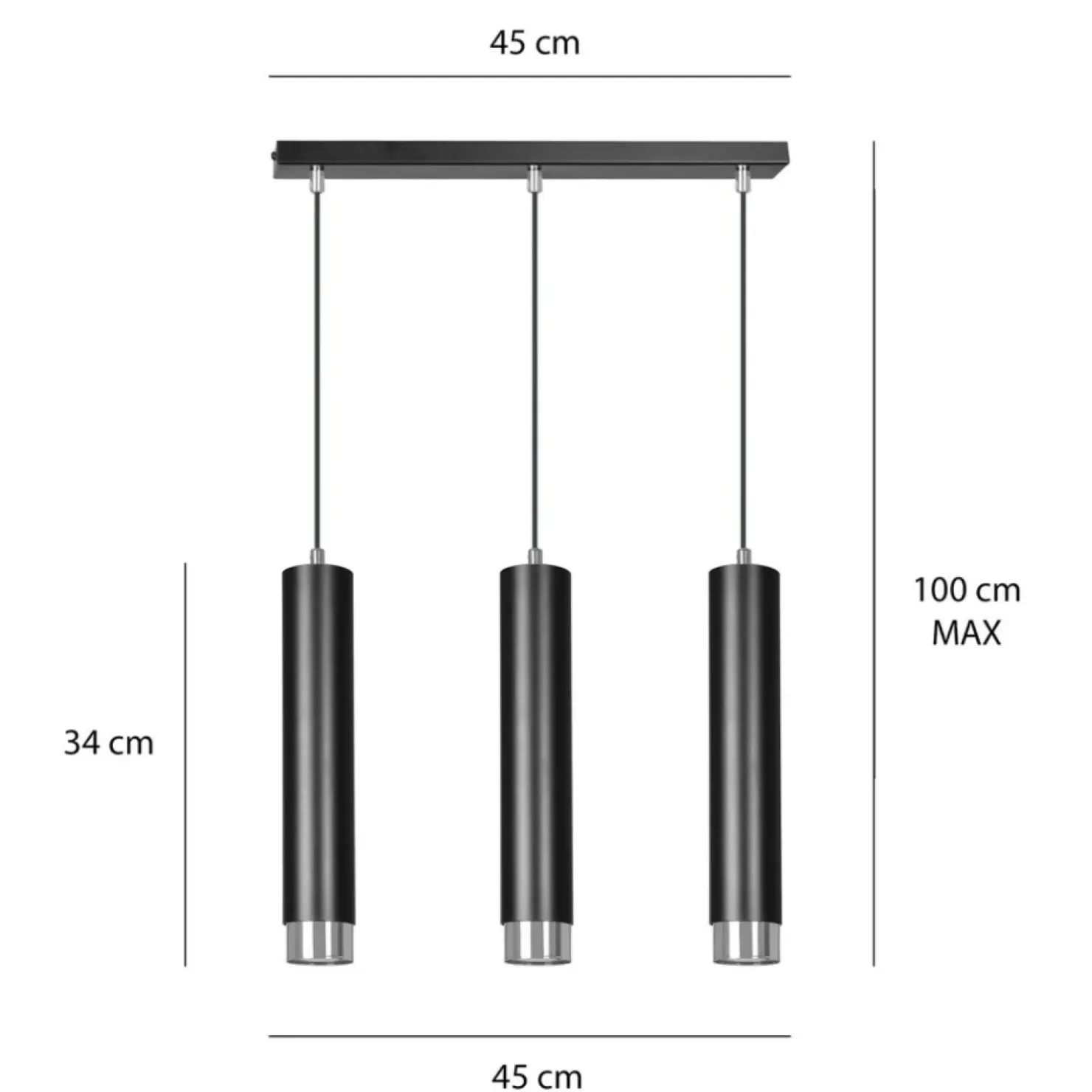 Store Sklep Kaja Listwa z 3 lampami wiszącymi nad stół w jadalni 643/3 | Kaja