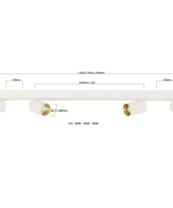 Flash Sale Sklep Kaja Listwa z reflektorami i LEDem na środku LP-0703/4C WH PERUGIA | Kaja