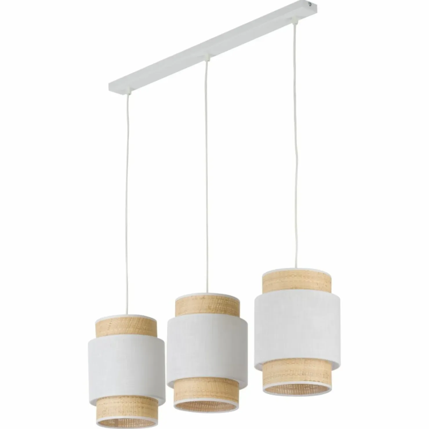 Store Sklep Kaja Listwa ze słomkowymi abażurami na zwisach TK 5654 serii BOHO NEW WHITE