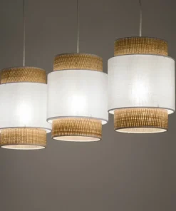 Store Sklep Kaja Listwa ze słomkowymi abażurami na zwisach TK 5654 serii BOHO NEW WHITE