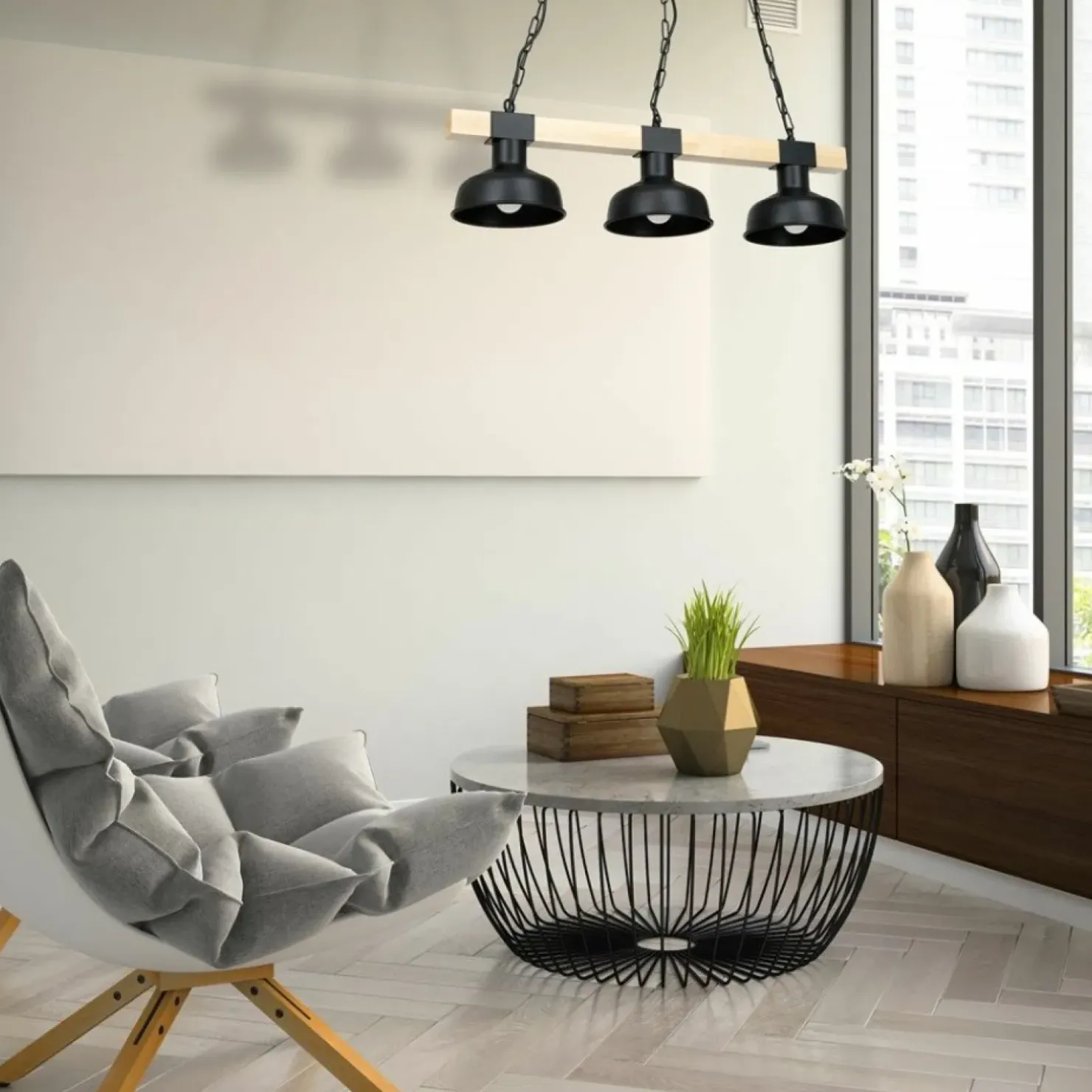 Best Sale Sklep Kaja Loftowa lampa wisząca z drewnem stabilizującym MLP7457 z serii FARO | Kaja Oświe