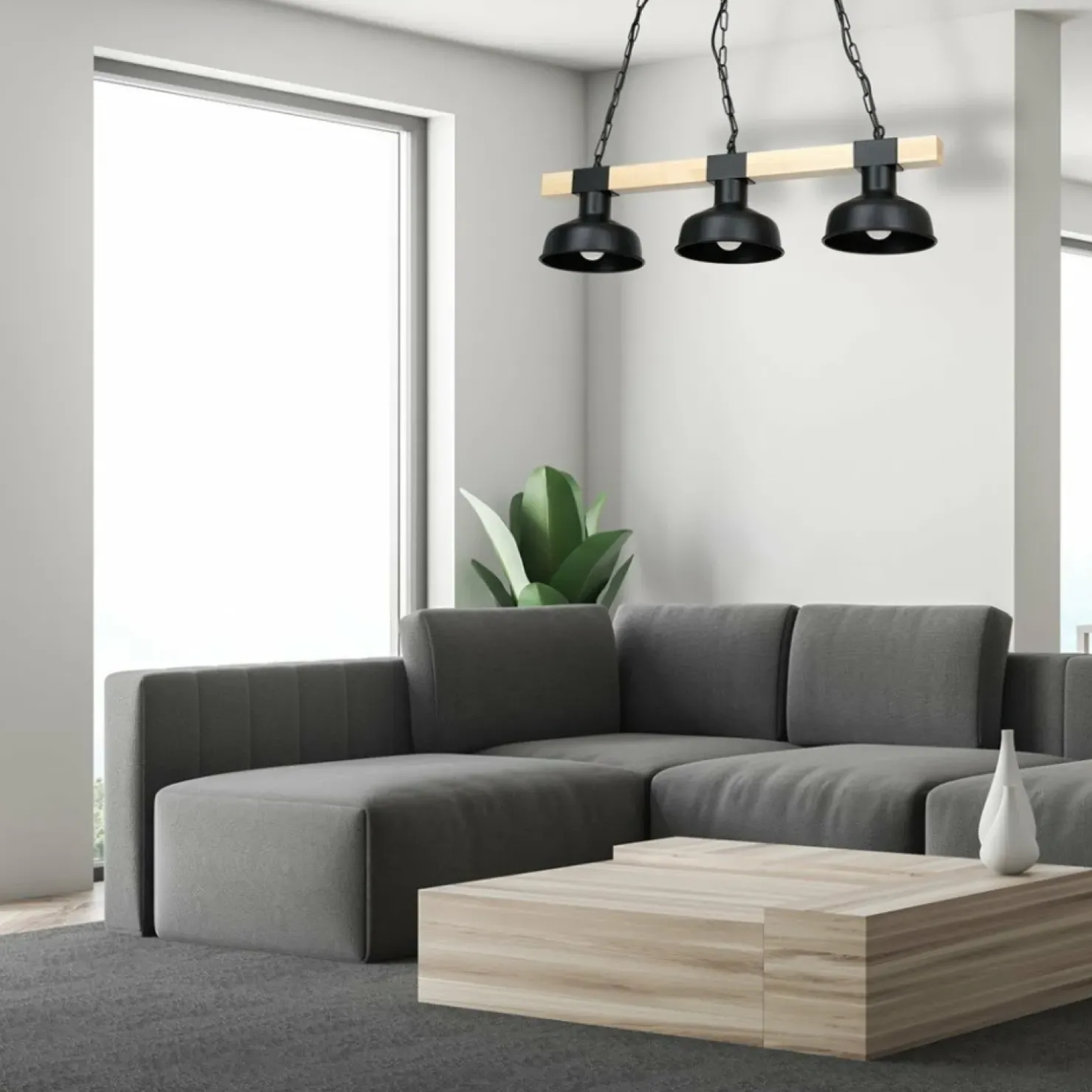Best Sale Sklep Kaja Loftowa lampa wisząca z drewnem stabilizującym MLP7457 z serii FARO | Kaja Oświe