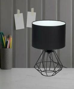 Loftowa lampka stołowa z czarno-białym abażurem MLP4792 z serii COLIN | Kaja Ośw*Sklep Kaja Cheap