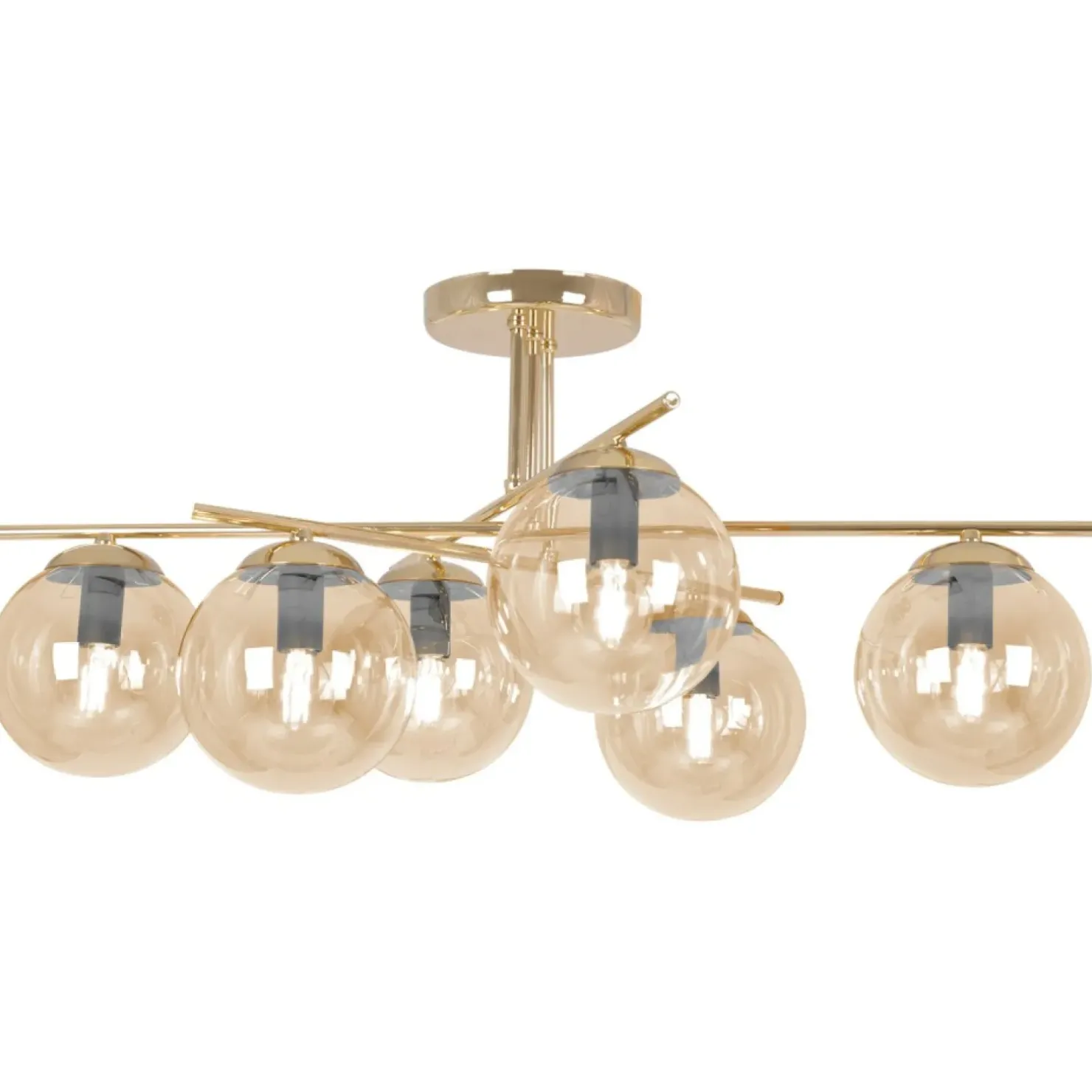 Clearance Sklep Kaja Luksusowa lampa sufitowa z bursztynowymi kloszami K-5414 z serii GRAND