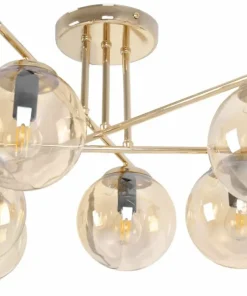 Clearance Sklep Kaja Luksusowa lampa sufitowa z bursztynowymi kloszami K-5414 z serii GRAND