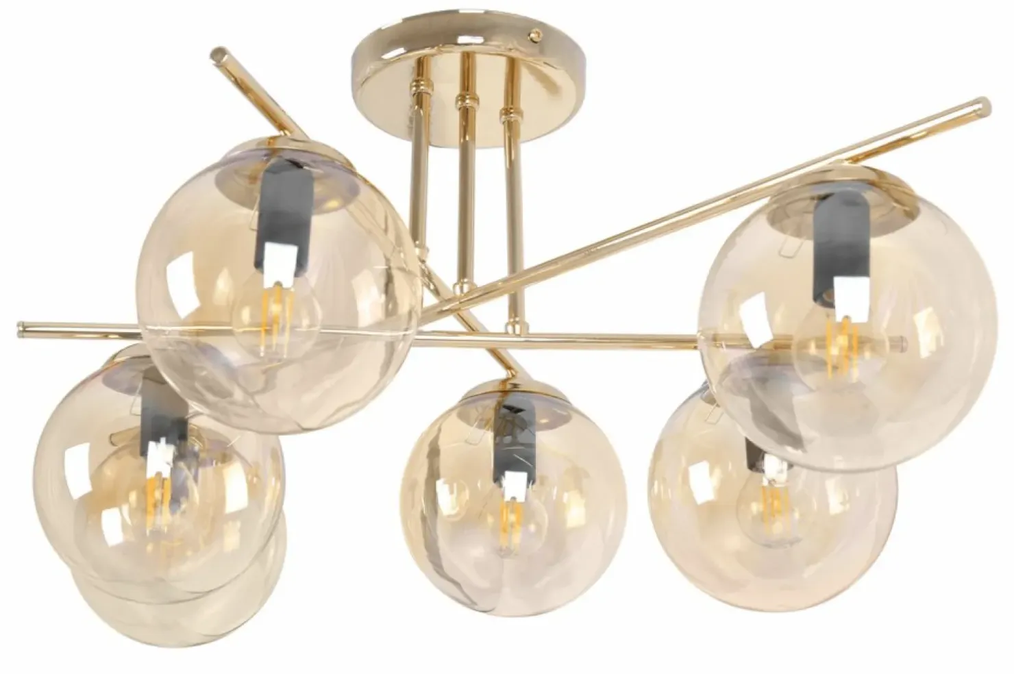 Clearance Sklep Kaja Luksusowa lampa sufitowa z bursztynowymi kloszami K-5414 z serii GRAND