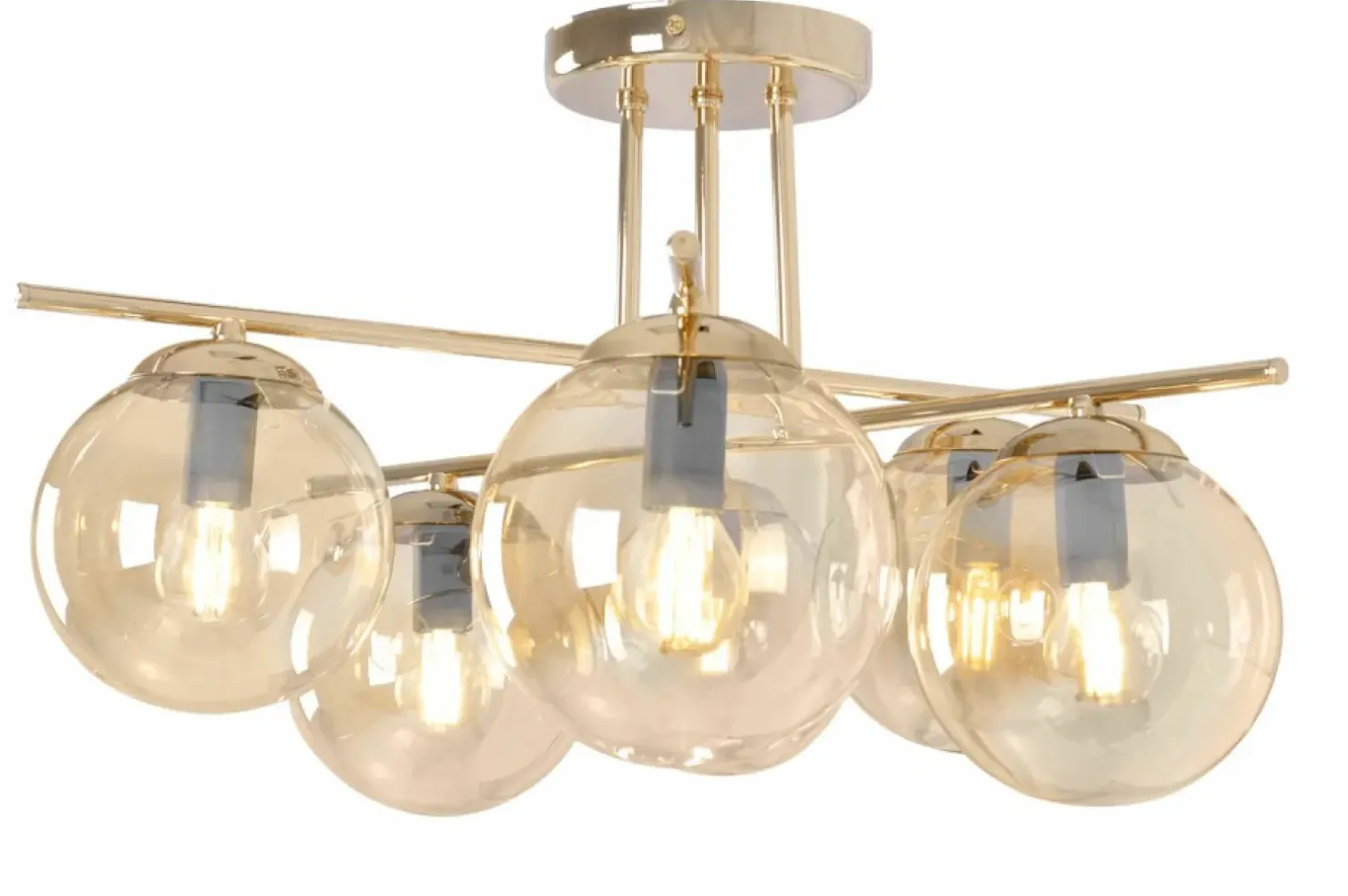 Clearance Sklep Kaja Luksusowa lampa sufitowa z bursztynowymi kloszami K-5414 z serii GRAND