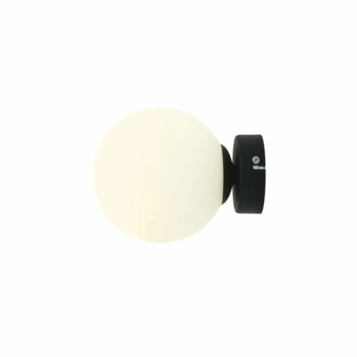 Mały czarny kinkiet z mlecznym kloszem 1076C1_S BALL | Kaja*Sklep Kaja Store