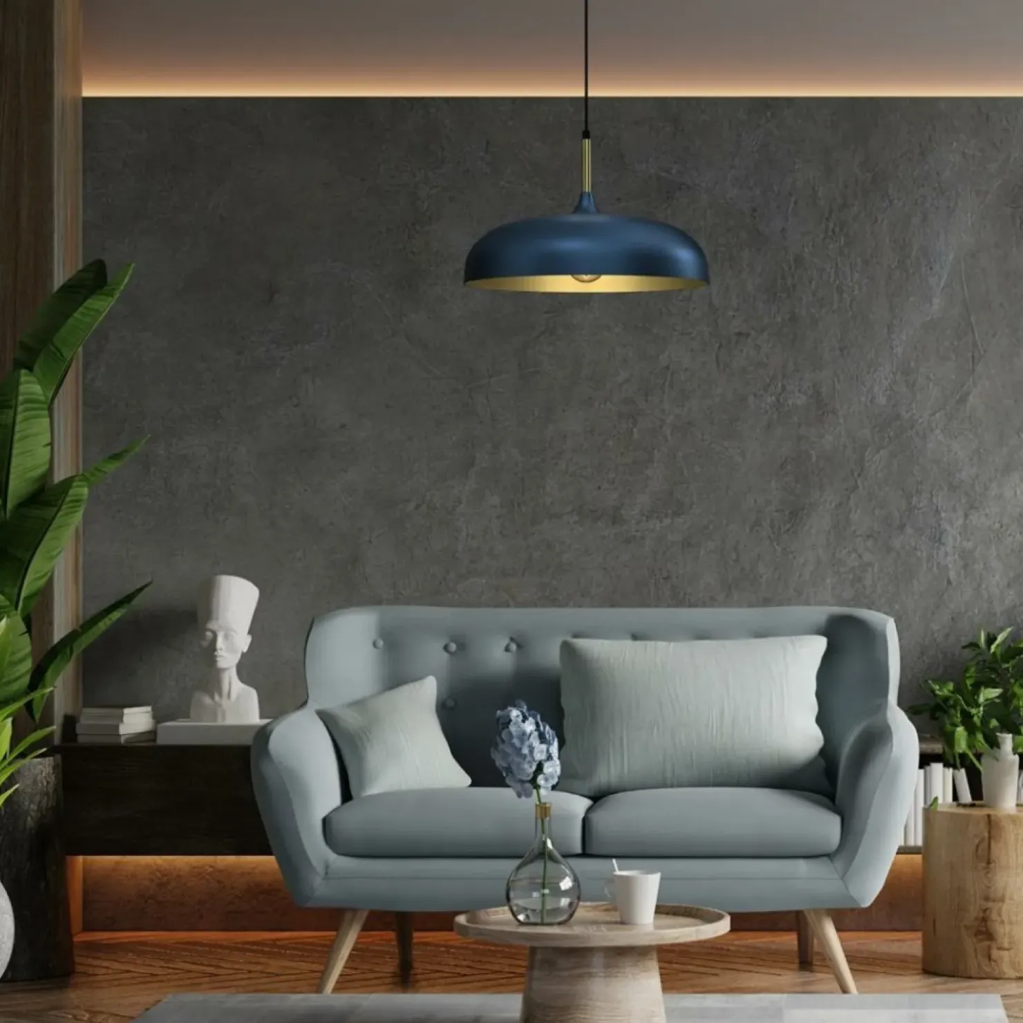Shop Sklep Kaja Metalowa lampa wisząca, niebieski klosz MLP7901 z serii LINCOLN | Kaja Oświetlen