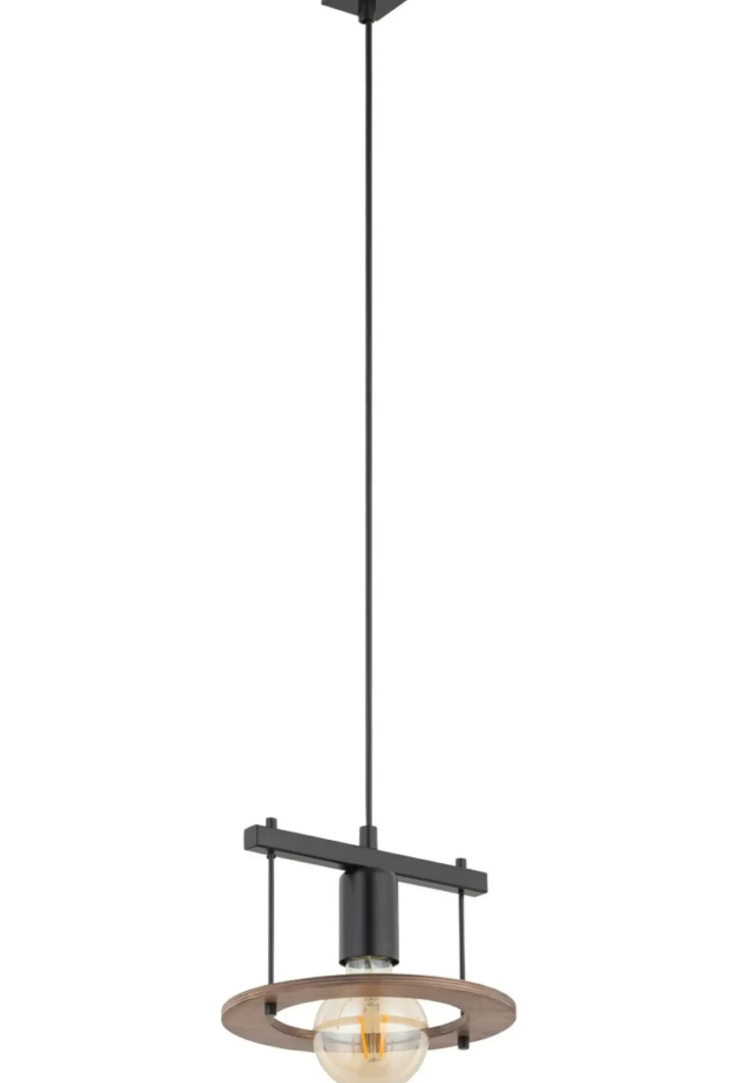 Fashion Sklep Kaja Minimalistyczna lampa wisząca z drewnianą obręczą SIG 32483 COFFEE