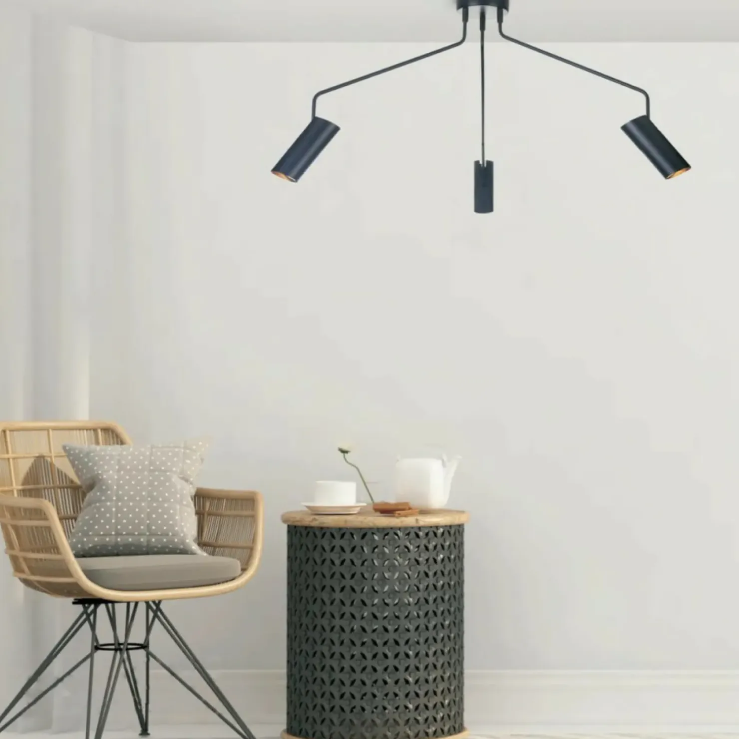 Outlet Sklep Kaja Minimalistyczna lampa z tubami LP-17001/3C BK FUTURO | Kaja