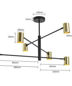 Best Sklep Kaja Minimalistyczna, regulowana lampa do salonu LP-731/6P GD z serii SNOW