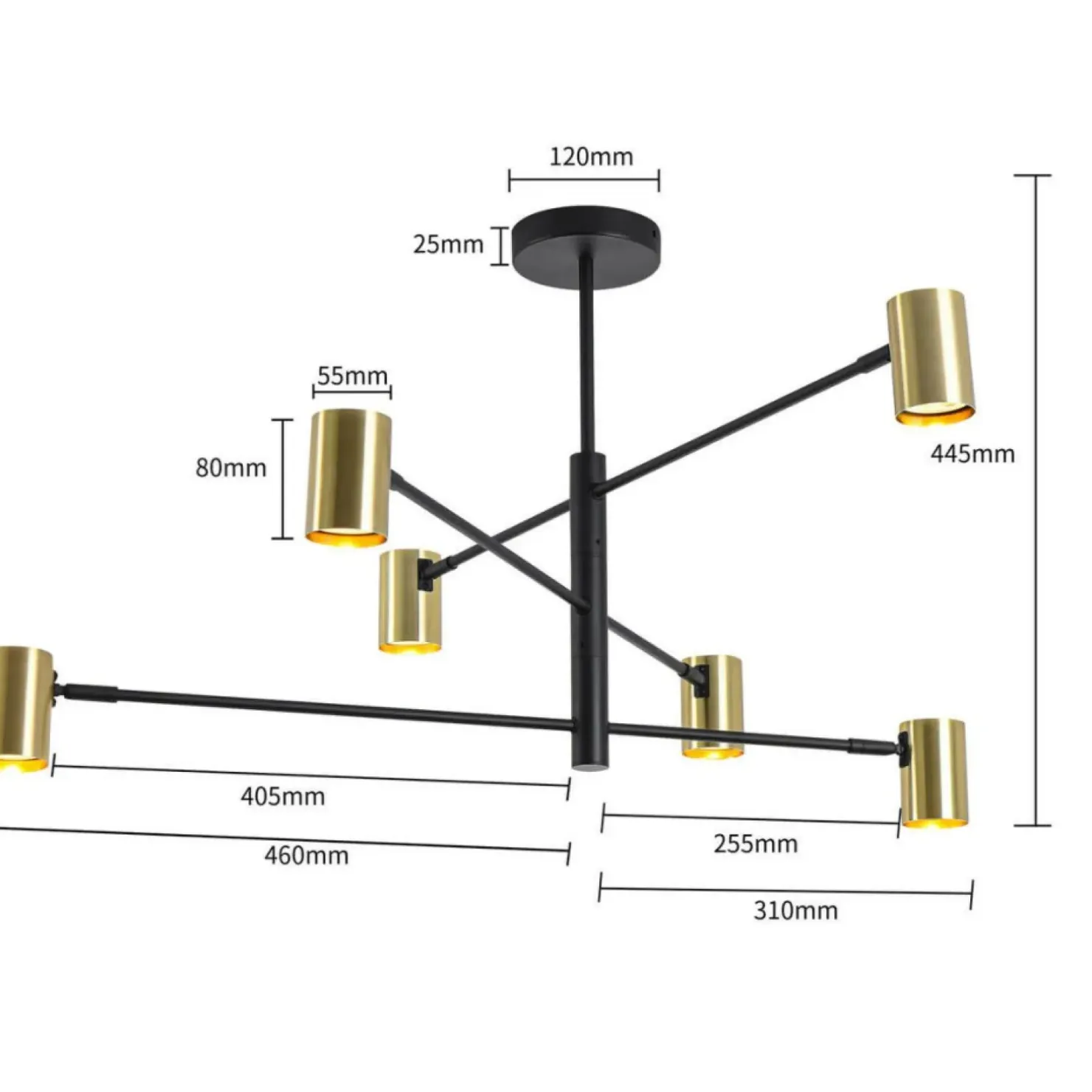 Best Sklep Kaja Minimalistyczna, regulowana lampa do salonu LP-731/6P GD z serii SNOW