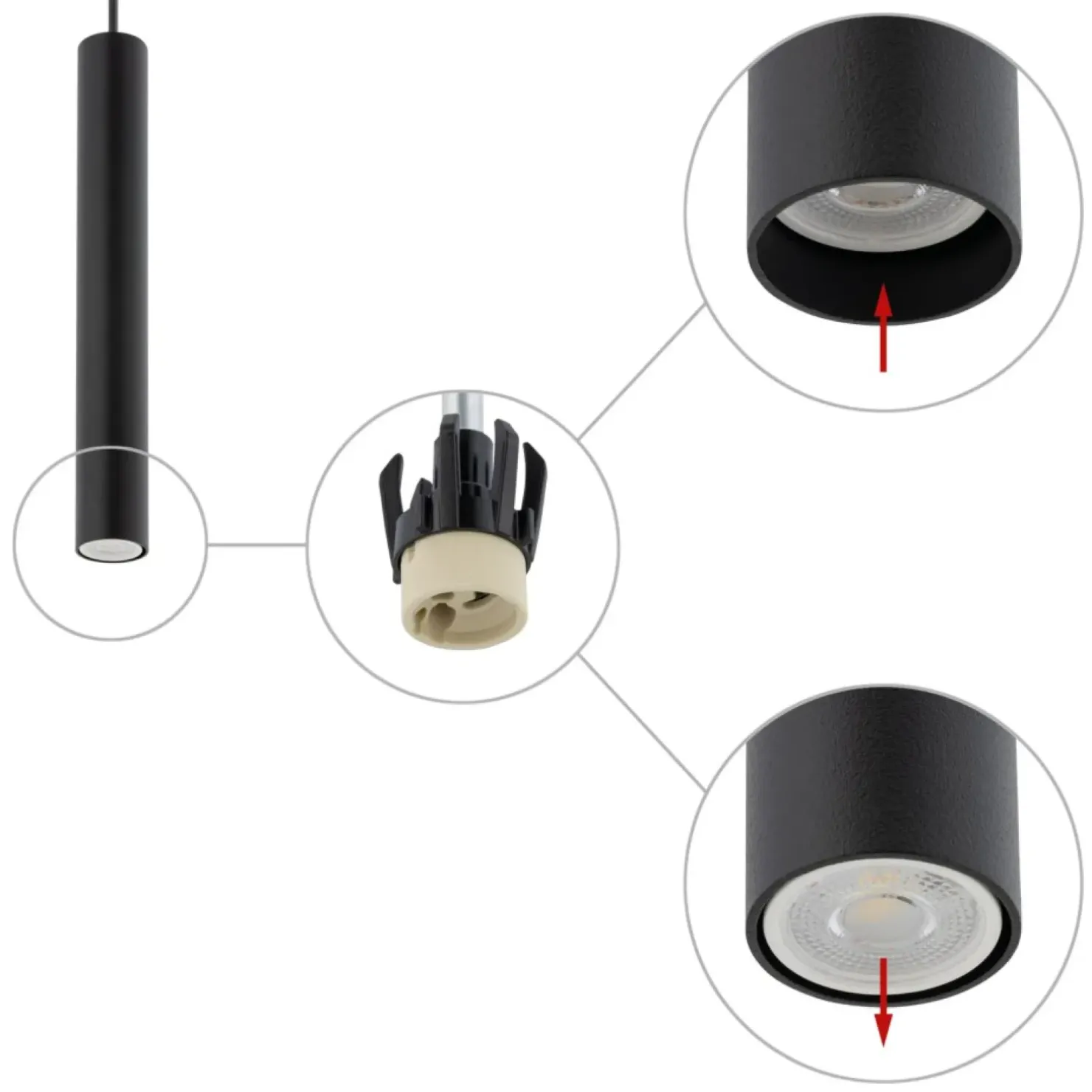Store Sklep Kaja Minimalistyczny, regulowany zwis, tuba 30cm 10771 FOURTY | Kaja czarny
