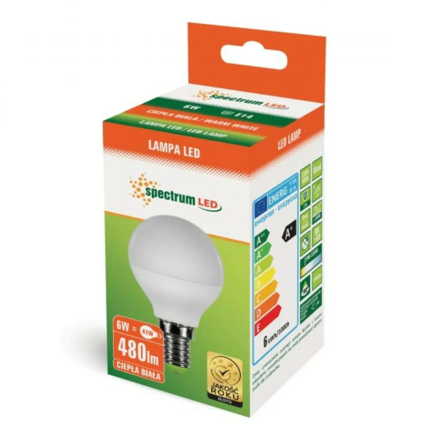 Mleczna żarówka kulka LED E14 ciepła 6W SpectrumLED 13022 | Kaja*Sklep Kaja Cheap