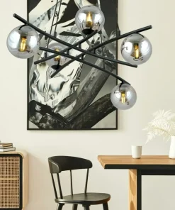 Shop Sklep Kaja Modernistyczny żyrandol z grafitowymi kloszami 1203/5 z serii ESSA czarny