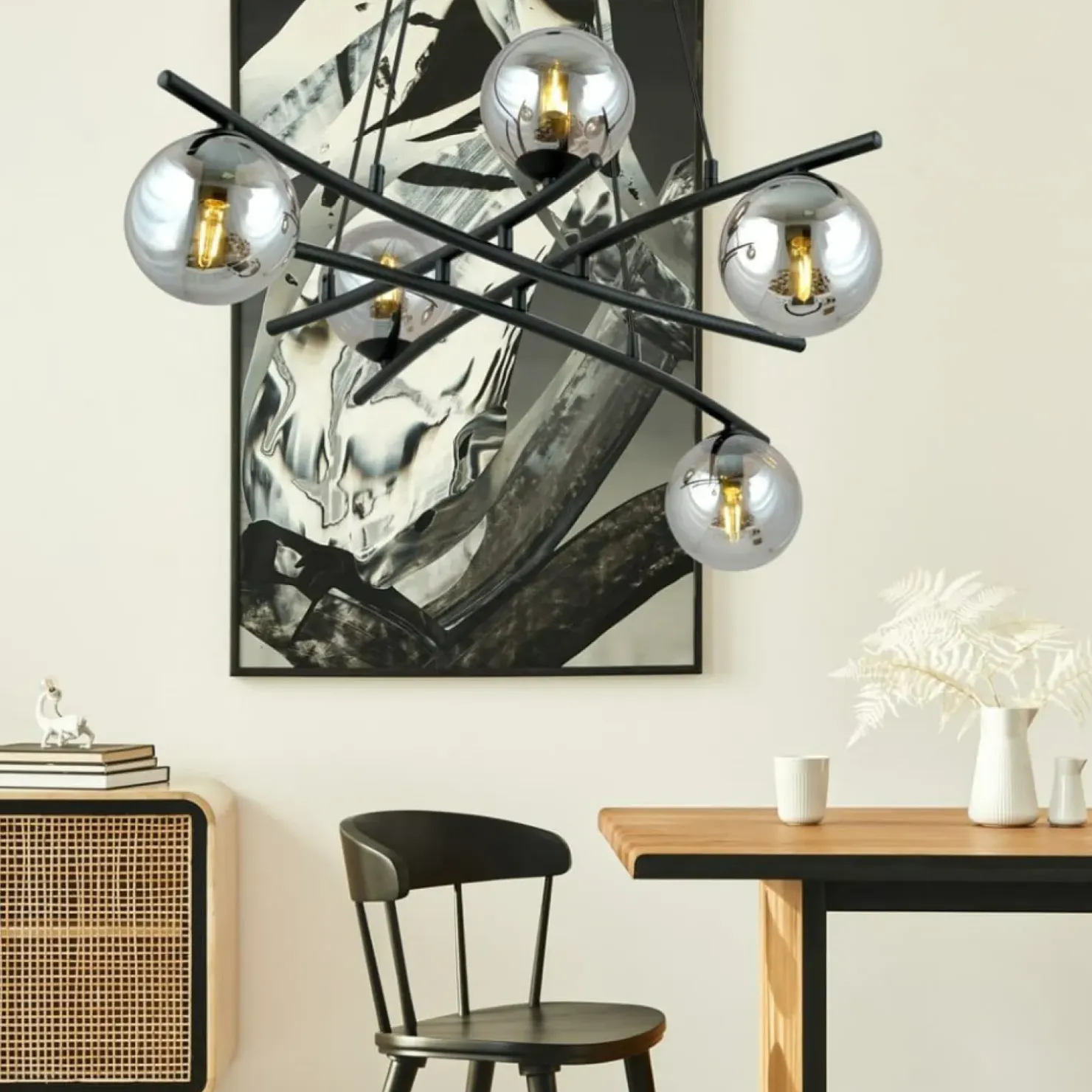 Shop Sklep Kaja Modernistyczny żyrandol z grafitowymi kloszami 1203/5 z serii ESSA czarny