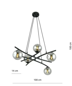 Shop Sklep Kaja Modernistyczny żyrandol z grafitowymi kloszami 1203/5 z serii ESSA czarny