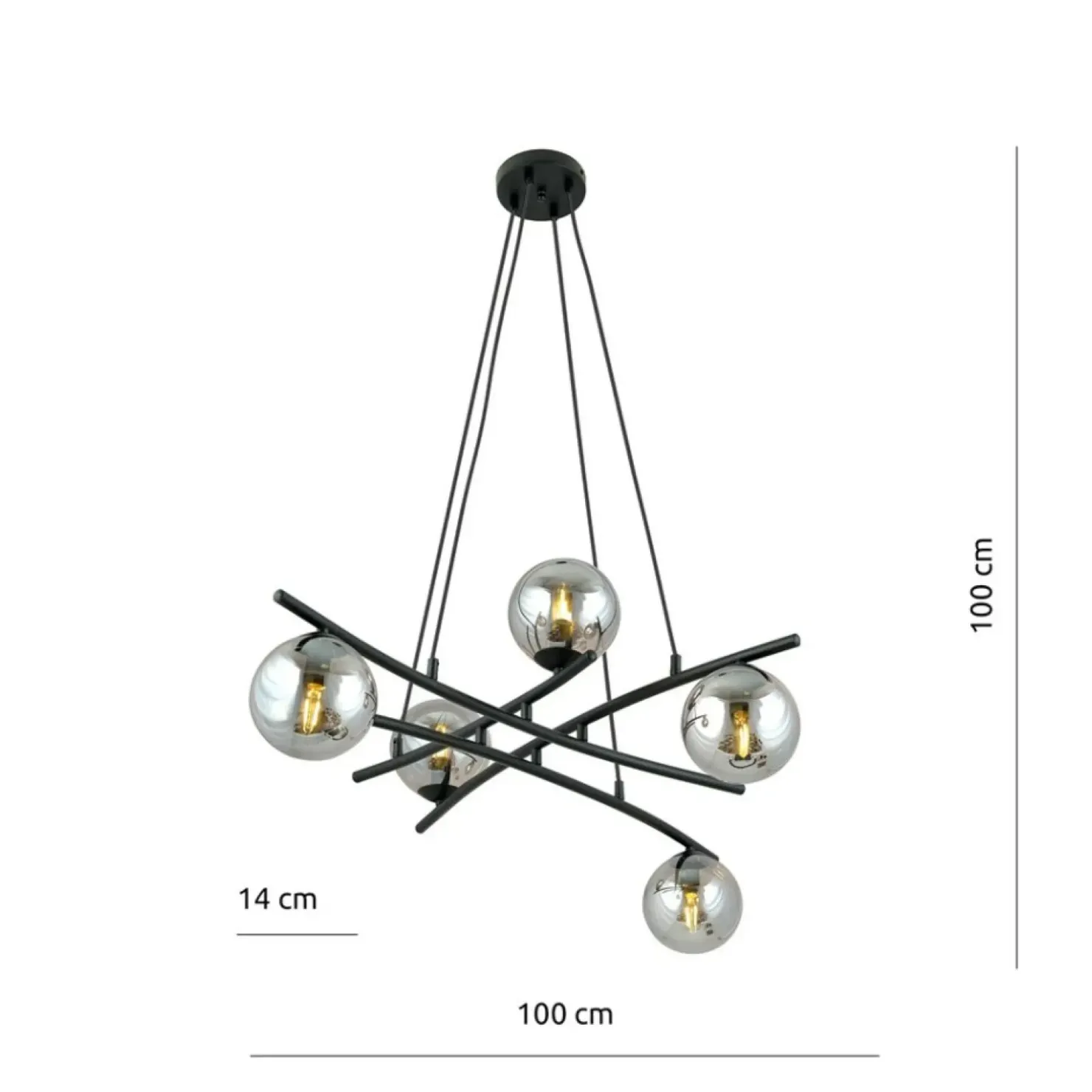 Shop Sklep Kaja Modernistyczny żyrandol z grafitowymi kloszami 1203/5 z serii ESSA czarny