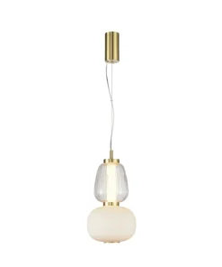 Store Sklep Kaja Modernistyczny zwis LED z dwoma kloszami PND-98374-18W-GD ERIS | Kaja