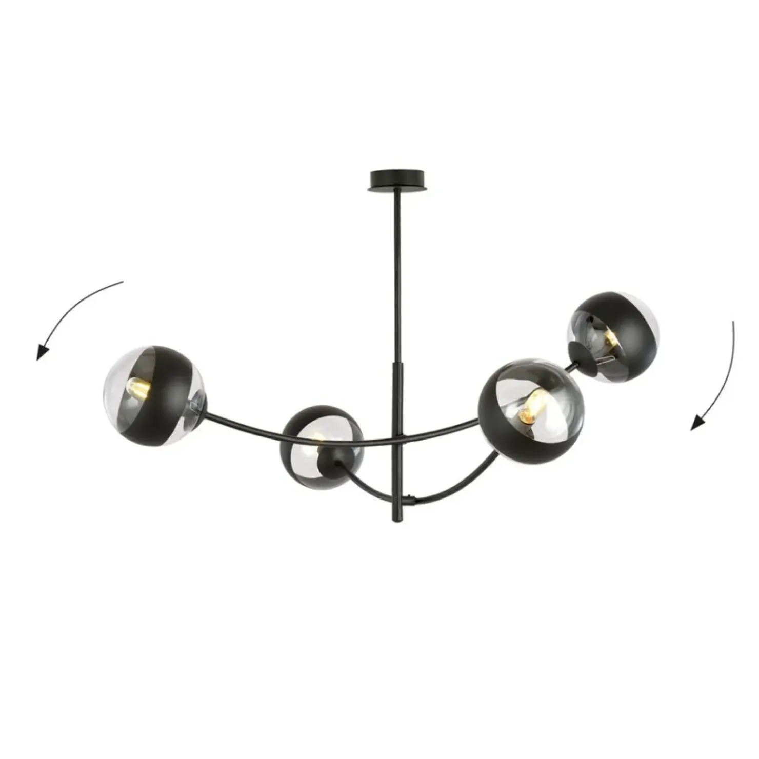 Outlet Sklep Kaja Molekularna, czarna lampa sufitowa do sypialni 1101/4 HUNTER | Kaja