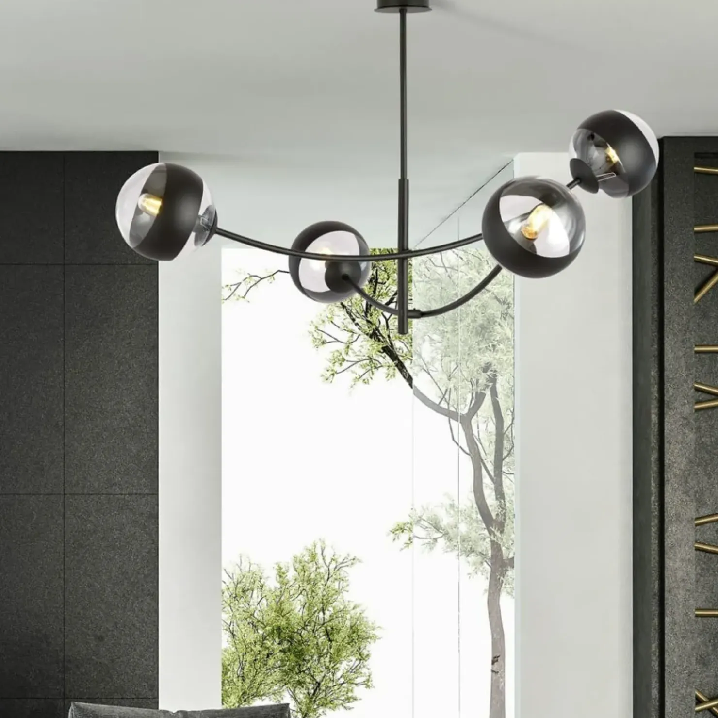Outlet Sklep Kaja Molekularna, czarna lampa sufitowa do sypialni 1101/4 HUNTER | Kaja