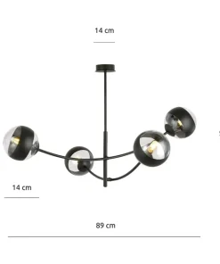 Outlet Sklep Kaja Molekularna, czarna lampa sufitowa do sypialni 1101/4 HUNTER | Kaja