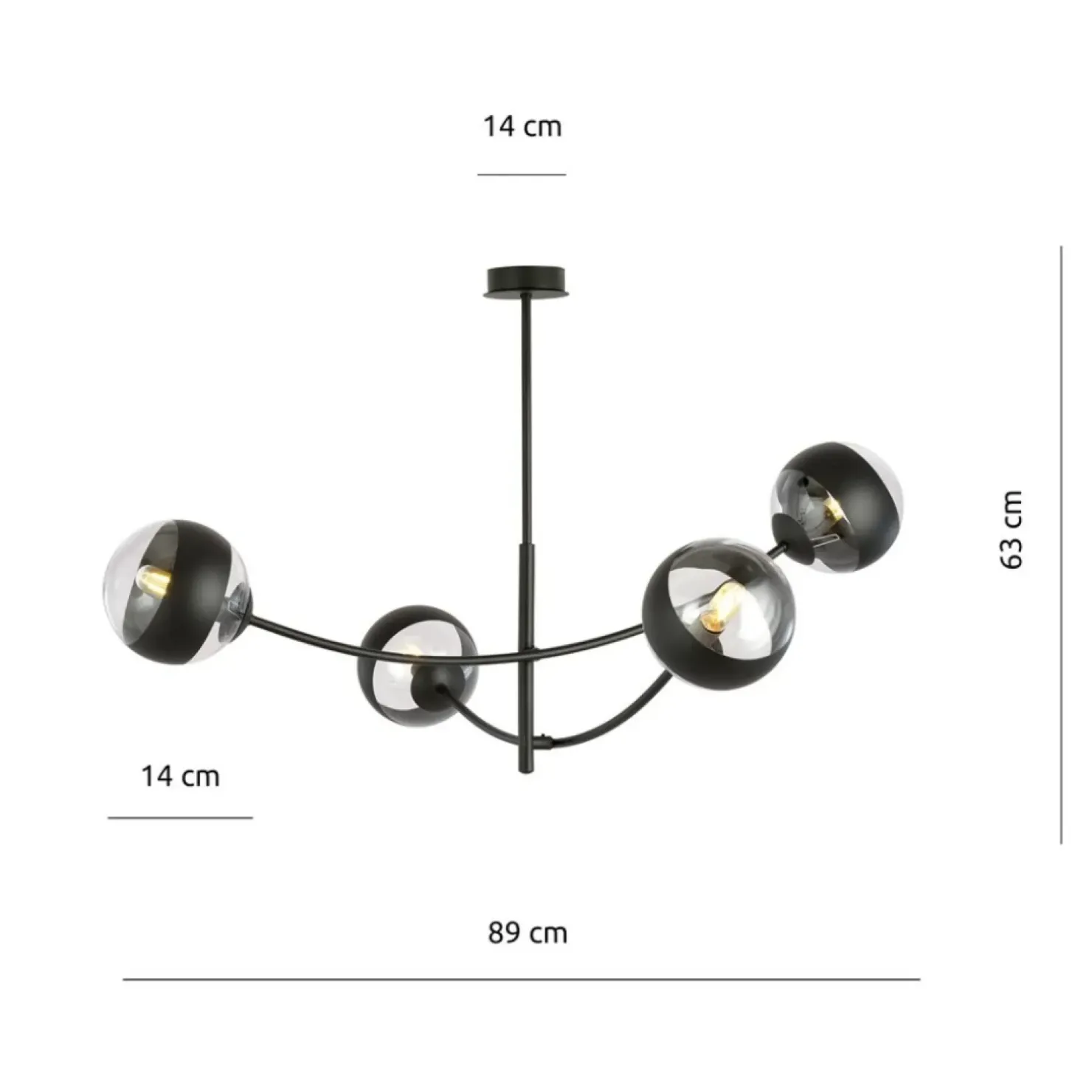 Outlet Sklep Kaja Molekularna, czarna lampa sufitowa do sypialni 1101/4 HUNTER | Kaja