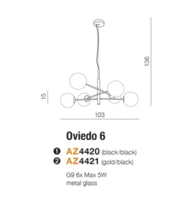 Store Sklep Kaja Molekularna lampa wisząca do salonu AZ4420 OVIEDO | Kaja Oświetlenie czarny