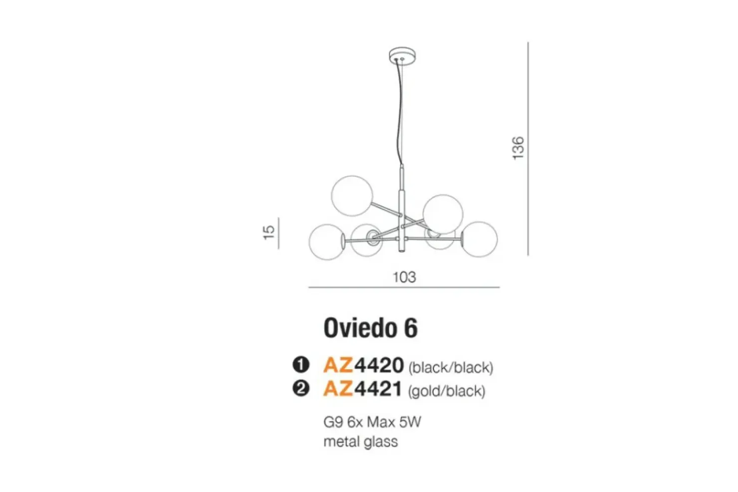 Store Sklep Kaja Molekularna lampa wisząca do salonu AZ4420 OVIEDO | Kaja Oświetlenie czarny