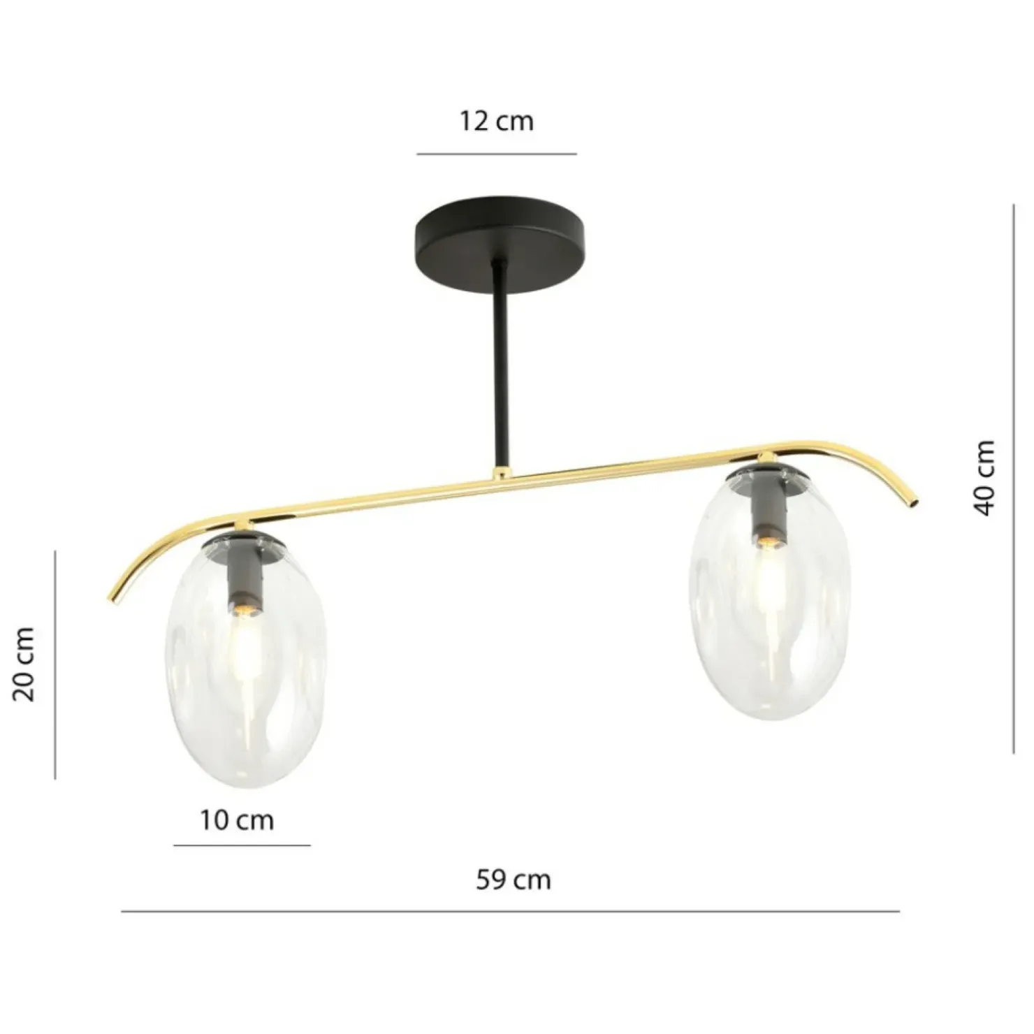 Outlet Sklep Kaja Niebanalna, czarno-złota lampa sufitowa do salonu 1279/2 z serii FINES