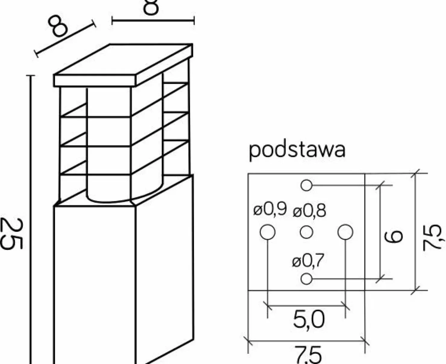 Niebanalna lampa oggrodowa, wysokość 25cm RADO II 3 AL z serii RADO II | Kaja Oś*Sklep Kaja Flash Sale