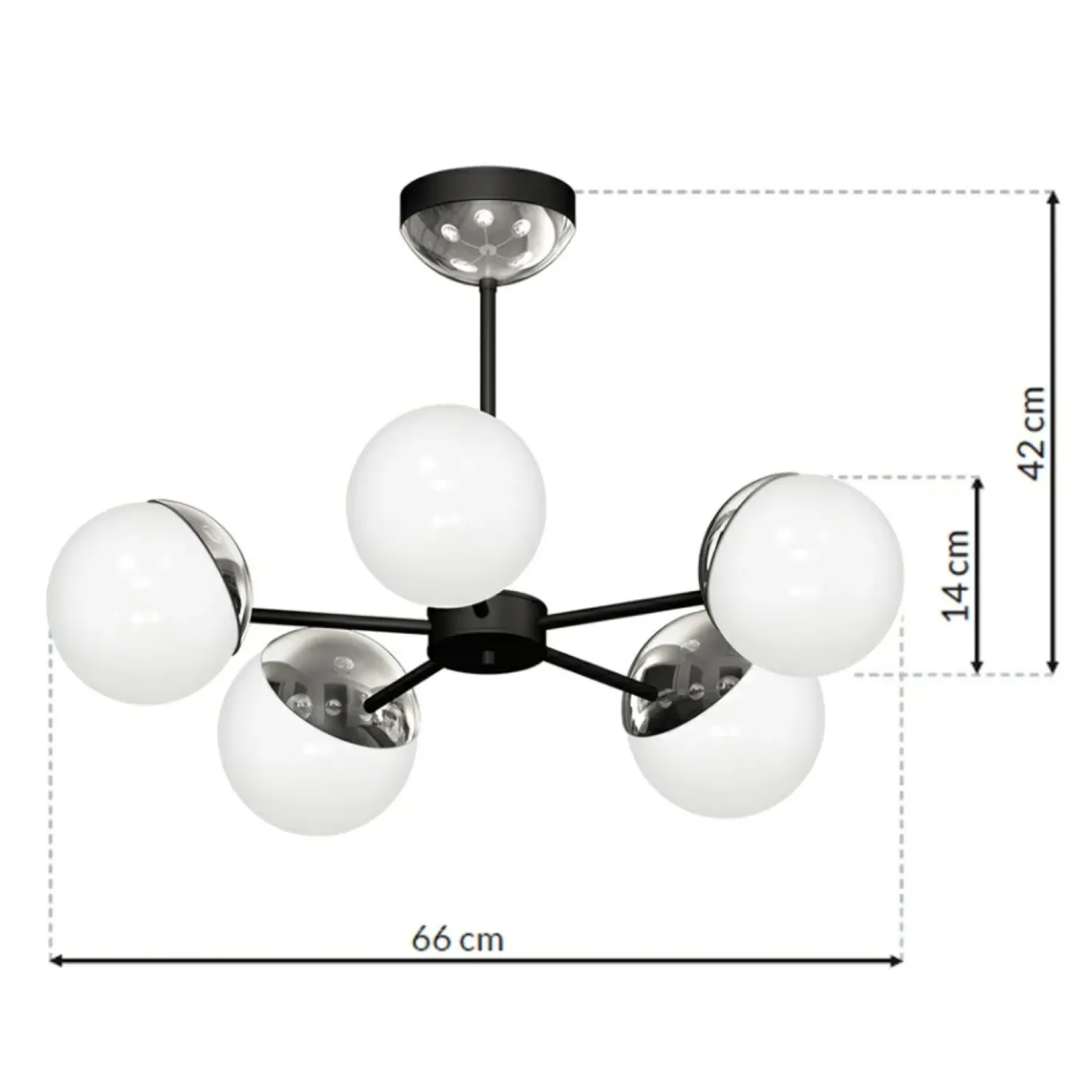 Hot Sklep Kaja Niebanalna lampa wisząca z pięcioma kloszami MLP8882 z serii SFERA | Kaja Oświet chrom