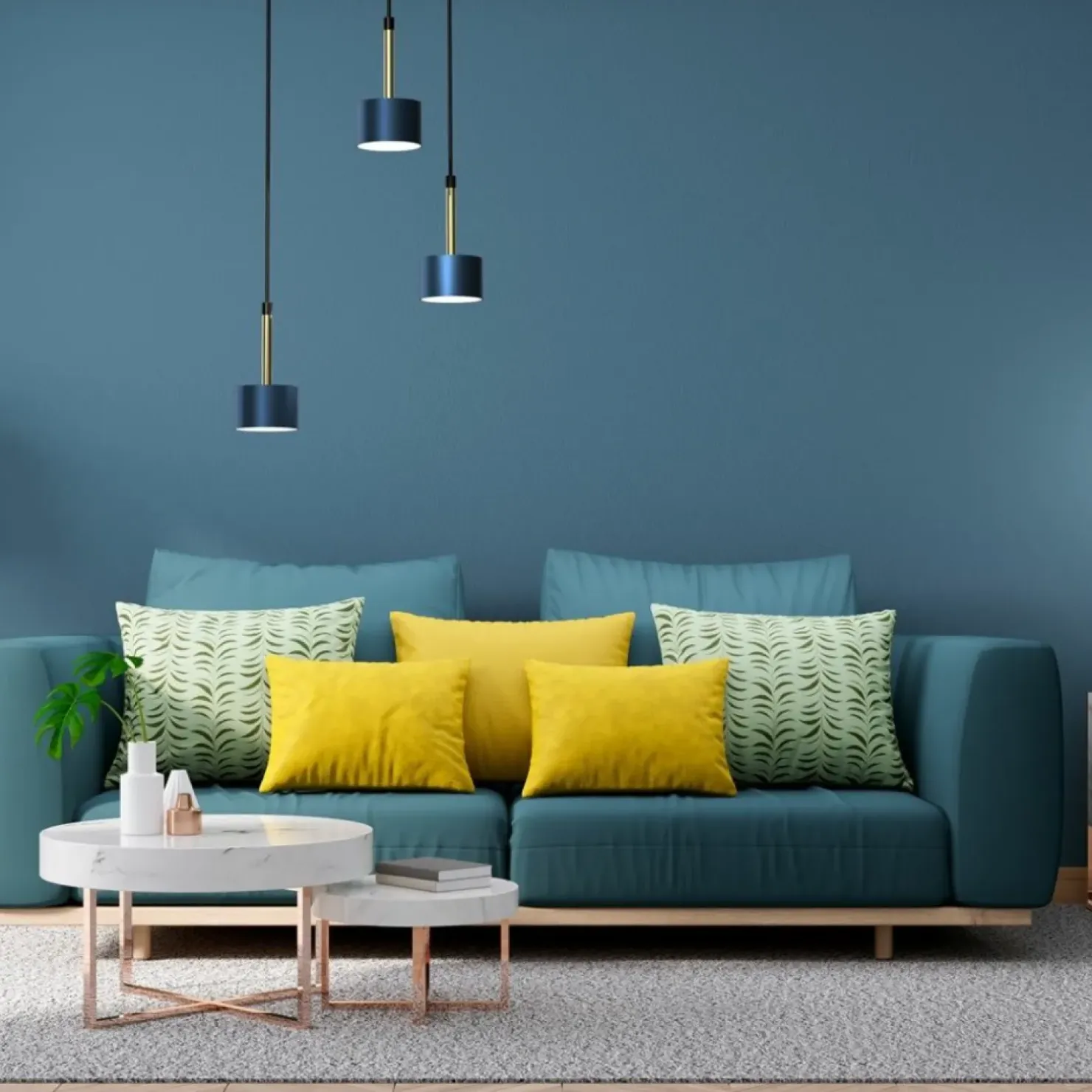 Cheap Sklep Kaja Niebieska lampa wisząca do salonu, nad stolik MLP7774 z serii ARENA | Kaja Oświe