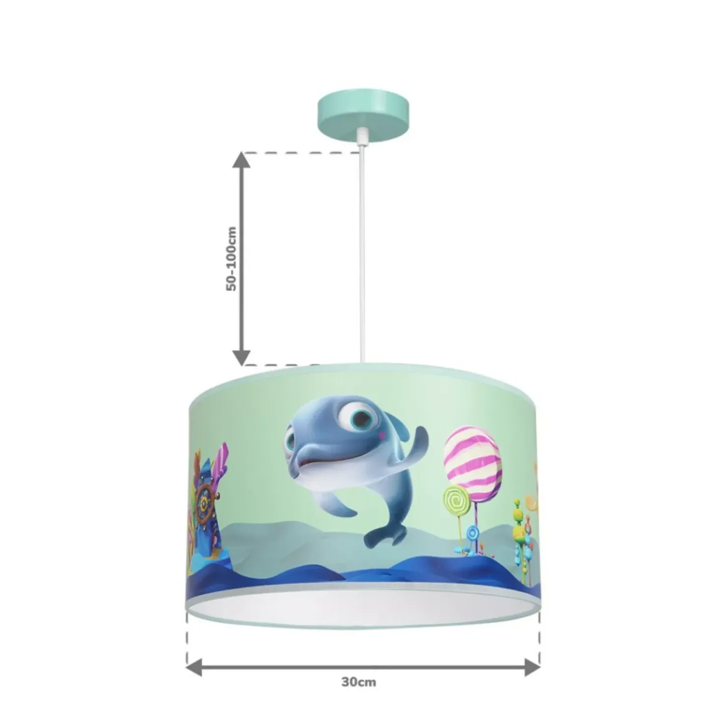 Niebieska lampa wisząca, rysunek rybki MLP6802 z serii DELFINKA FINKA | Kaja Ośw*Sklep Kaja Flash Sale