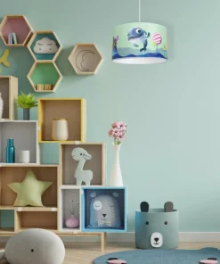 Niebieska lampa wisząca, rysunek rybki MLP6802 z serii DELFINKA FINKA | Kaja Ośw*Sklep Kaja Flash Sale